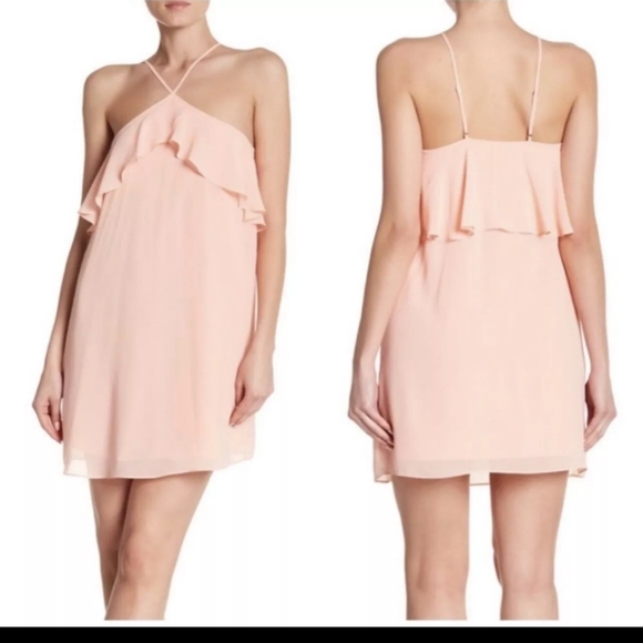 HAUTE HIPPIE NWOT Pink Ashbury Ruffle Mini Dress - SIZE S - Picture 1 of 5